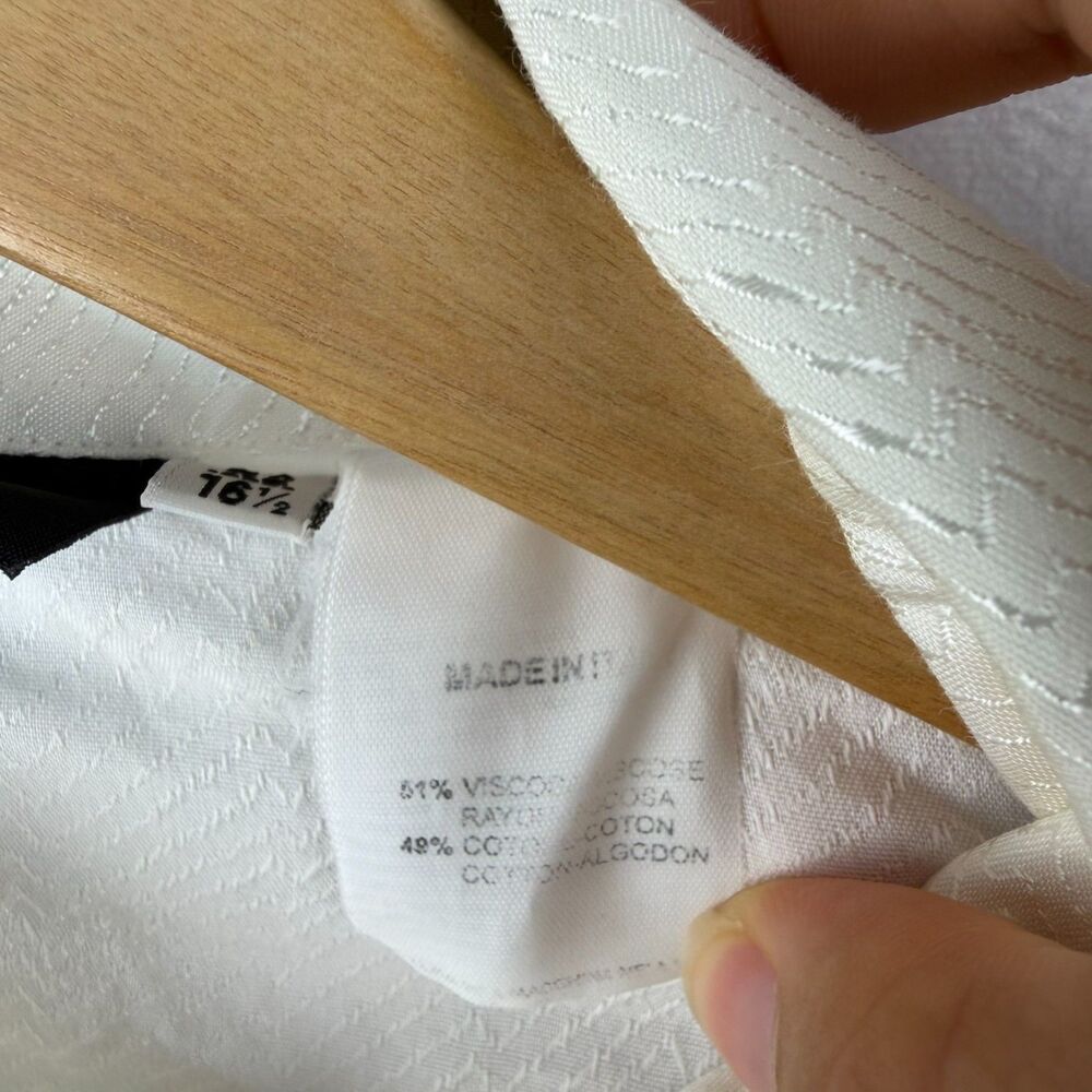 Versace Classic V2 White Zigzag Jacquard Texture Long Sleeve Shirt Size L - Picture 2 of 8